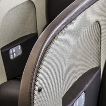 Tissu contract non feu constituant la bordure d'un siège d'avion, fourni par ASD Textiles